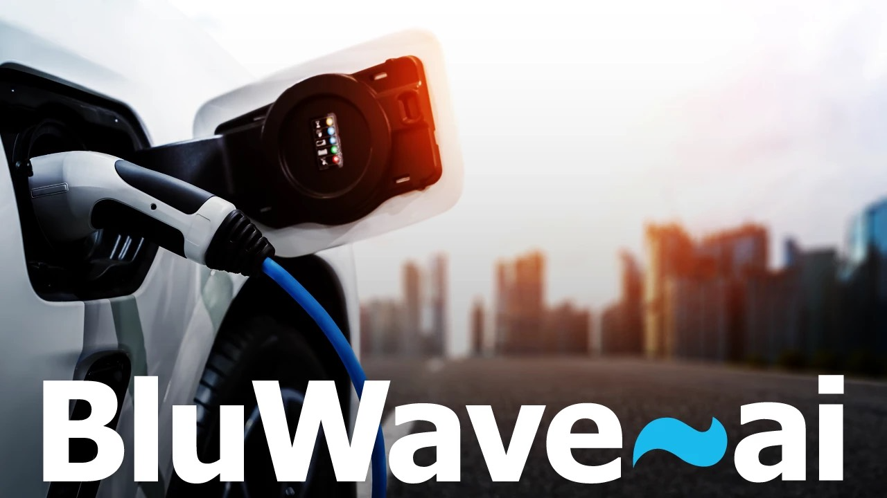 BluWave ai promotional image showing a vehicle charging electrically.