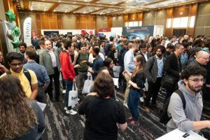 The flooded floor of the Newbridge Ballroom at the Discover Technata 2024 Career Fair. The event was packed with over 2200 attendees.
