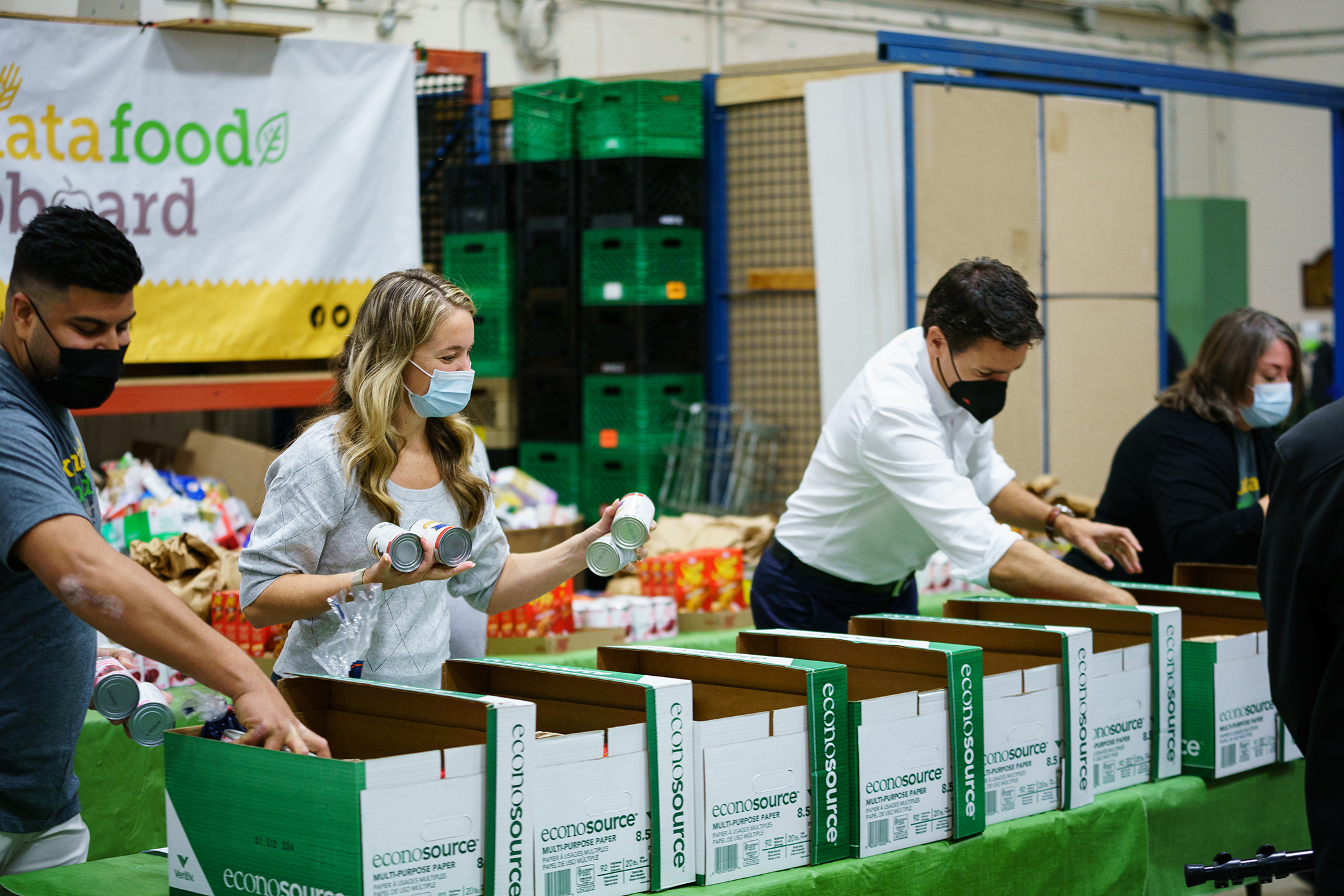 Prime Minister Justin Trudeau is at Kanata Food Cupboard to help pack food boxes for Thanks Giving, in Ottawa, Ontario, on Friday, October 7th, 2022.